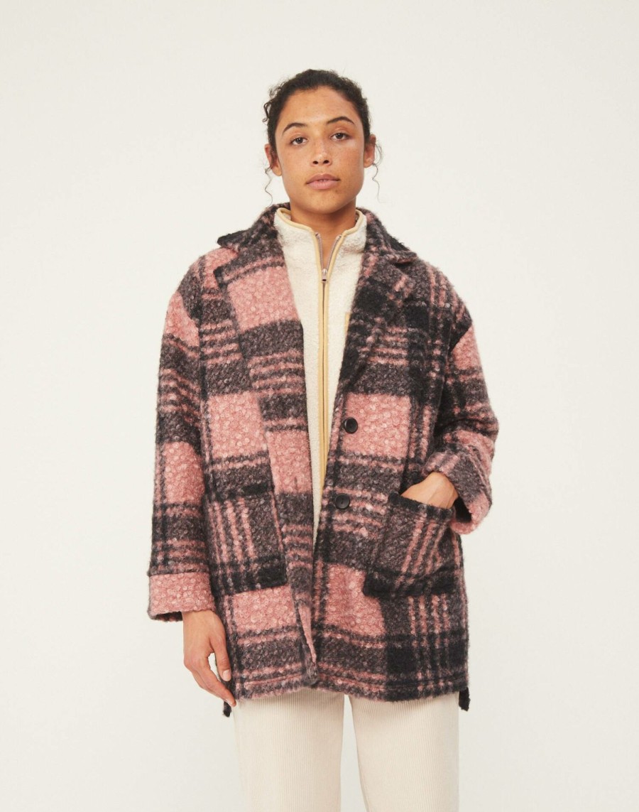 Coats and jackets | Nature Checkered Coat Pink